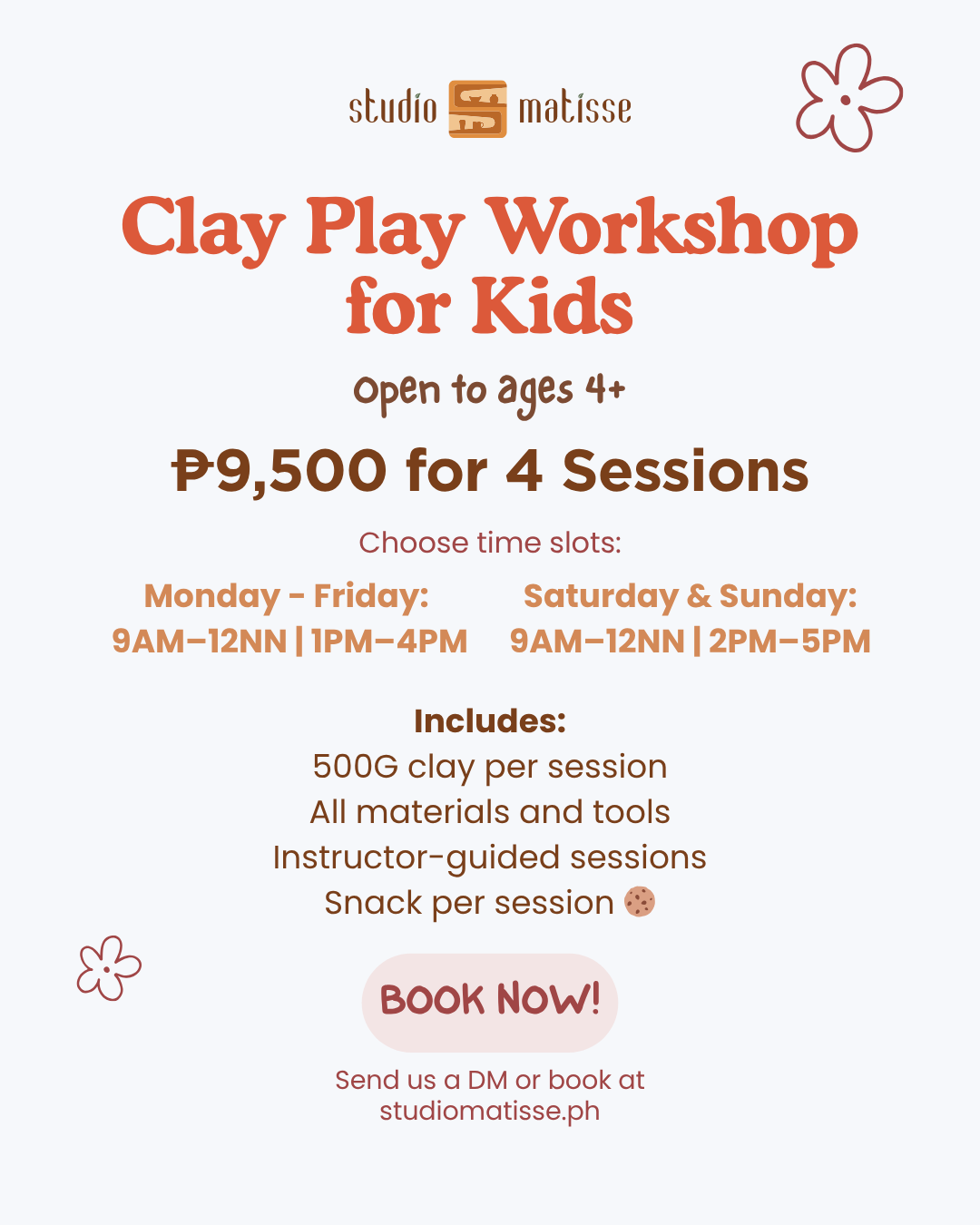 Clay Play Workshop for KIDS at Studio Matisse