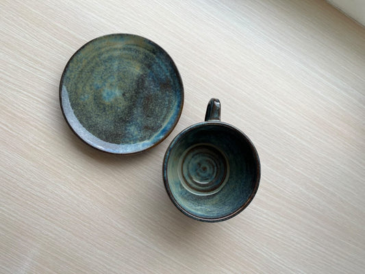 Cup & Saucer (Blue and Green)