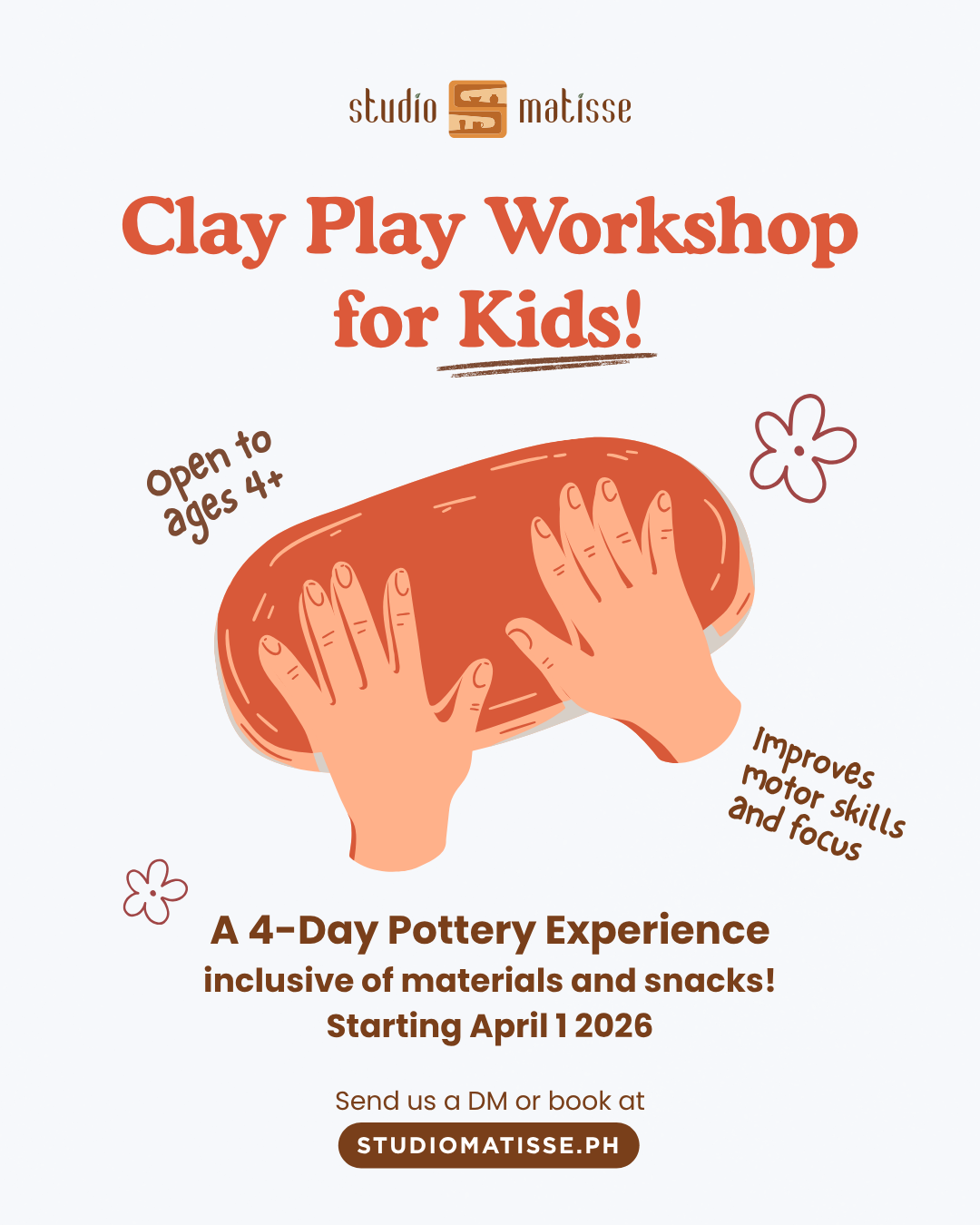 Clay Play Workshop for KIDS at Studio Matisse